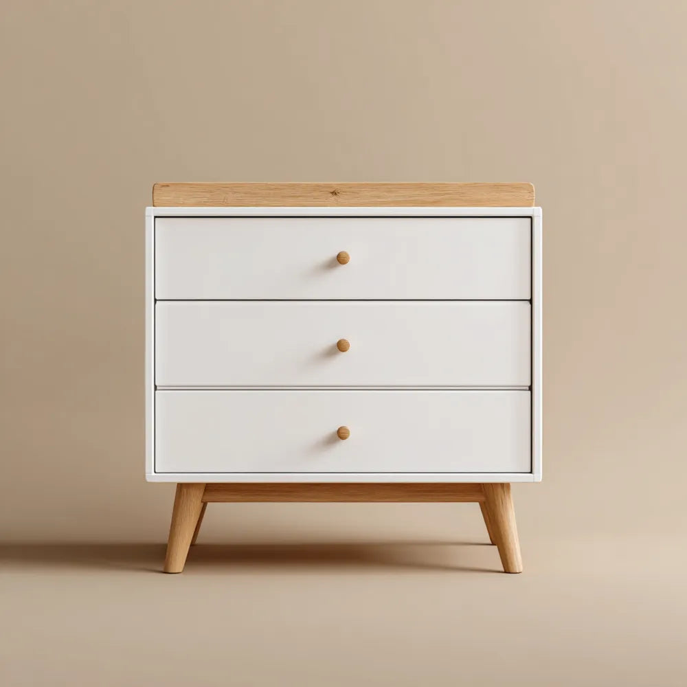 Chest of Drawers 80x40x75 cm Wooden White 3-Drawers – Modern Design