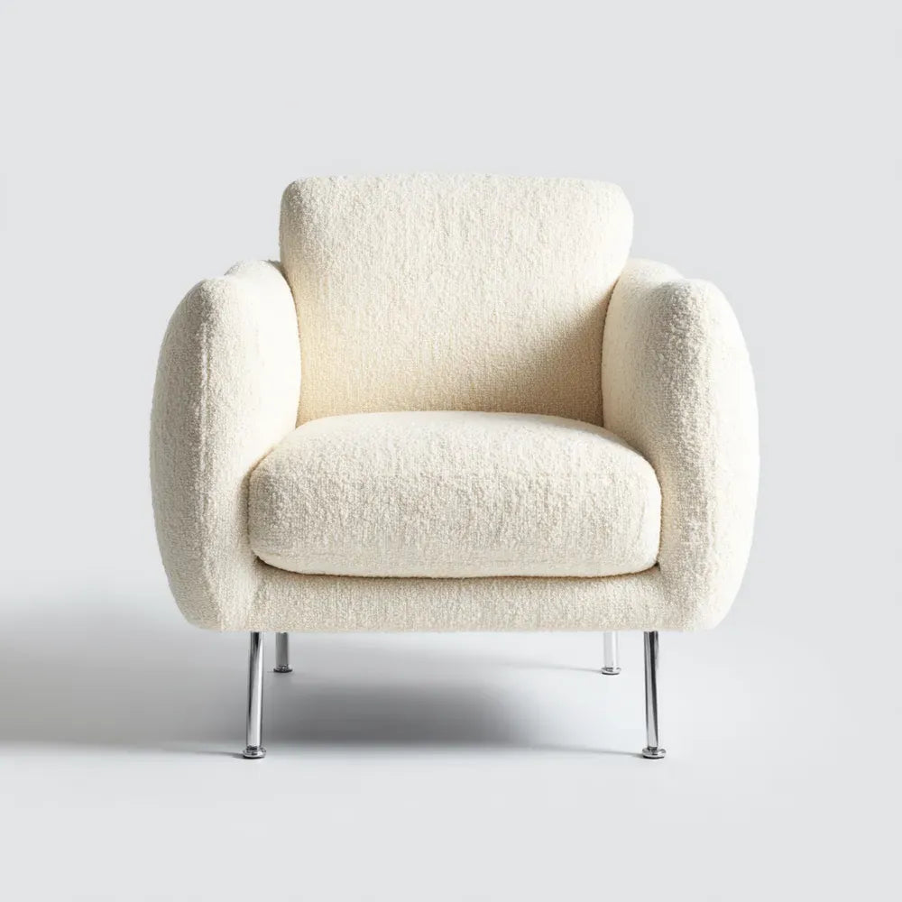 Armchair Bouclé Fabric 85x80x90 cm - Ivory - Contemporary Design