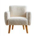Armchair Plush Upholstery 70x70x75 cm - White - Contemporary Style
